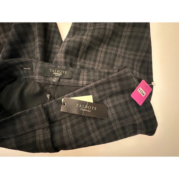 $120 Talbots Petites Women's Wool Blend Ankle Plaid Gray Pants Size 4p #1154 - Picture 9 of 12